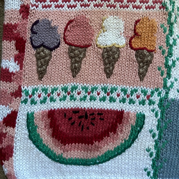 Vintage Orvis Sweets Desserts Fruits Knit Sweater Short Sleeve Grannycore XL - Picture 12 of 14